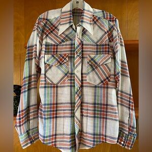 Vintage 1970’s Men’s Western Pearl-Snap Plaid Shirt